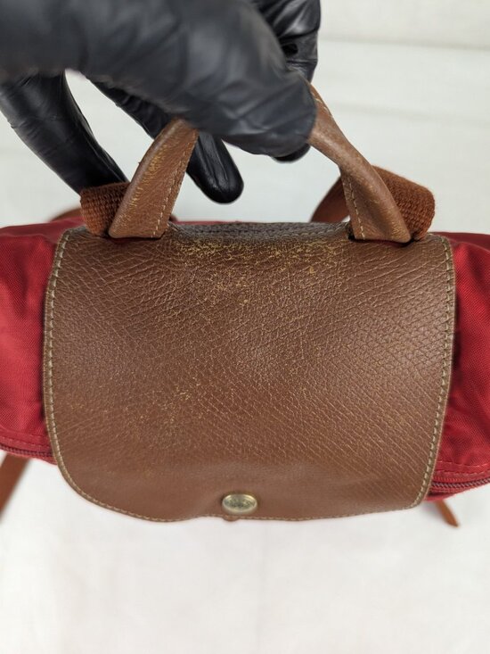 Authentic Longchamp Le Pliage Nylon Leather Backpack Red - Used - Good Condition main image 7